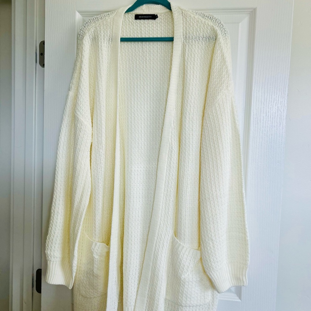 Elegant Cream Open-Front Cardigan